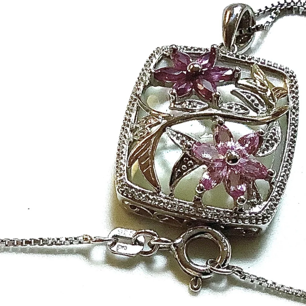 14K Gold Over Sterling Silver Floral Pendant - Picture 7 of 8